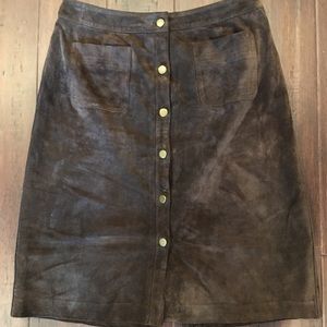 Ann Taylor Loft Skirt Brown Suede